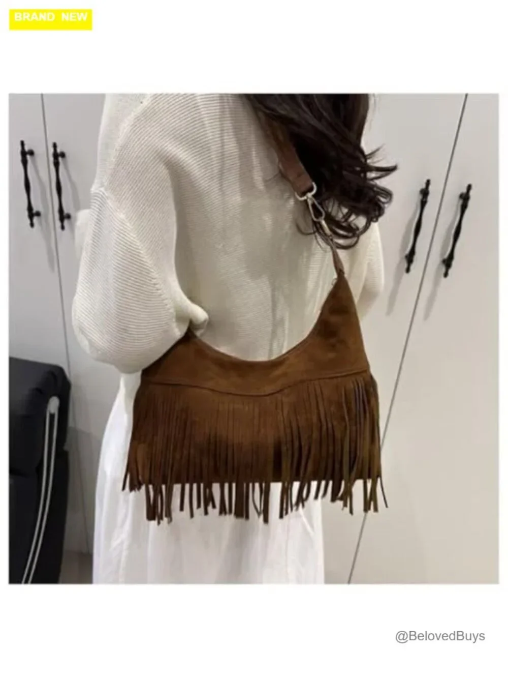Fringe Hobo Bag Western Purse Shoulder Bag Vegan Suede Tassel Hippie Crossbody